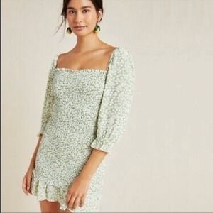 NWT Faithfull the Brand Honfleur Smocked Mini Dress Sz M‎